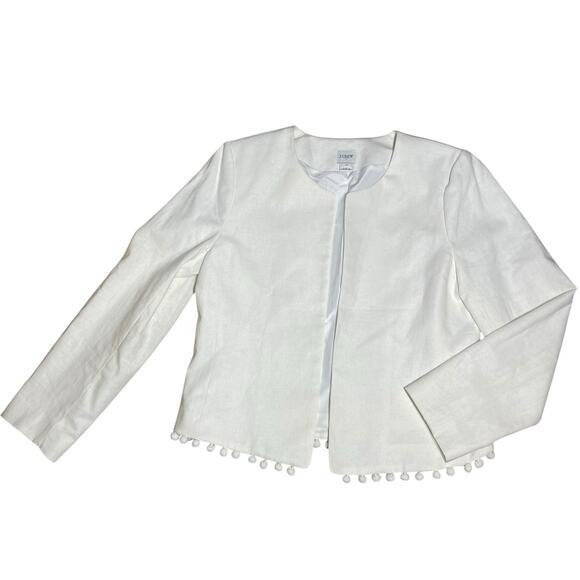 J. Crew Cropped Blazer Linen Blend Pom Pom - Picture 5 of 14